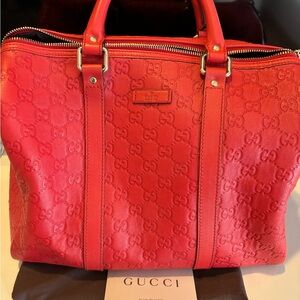 Gucci Scarlet Embossed Leather Tote